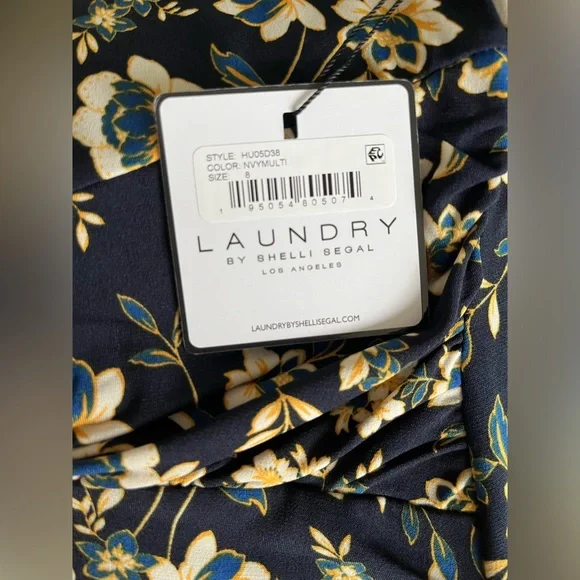 NWT Laundry by Shelli Segal Floral Slit Hem Midi Dress Size 8 - Picture 4 of 6